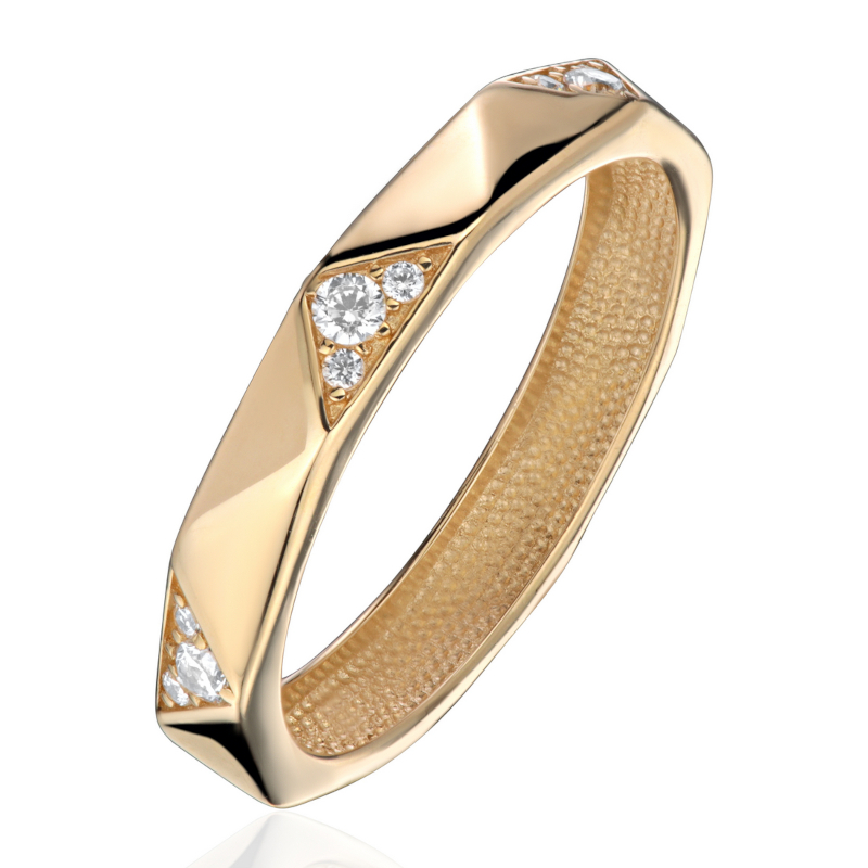 Кольцо из желтого золота 585 пробы с фианитами 01К1316321