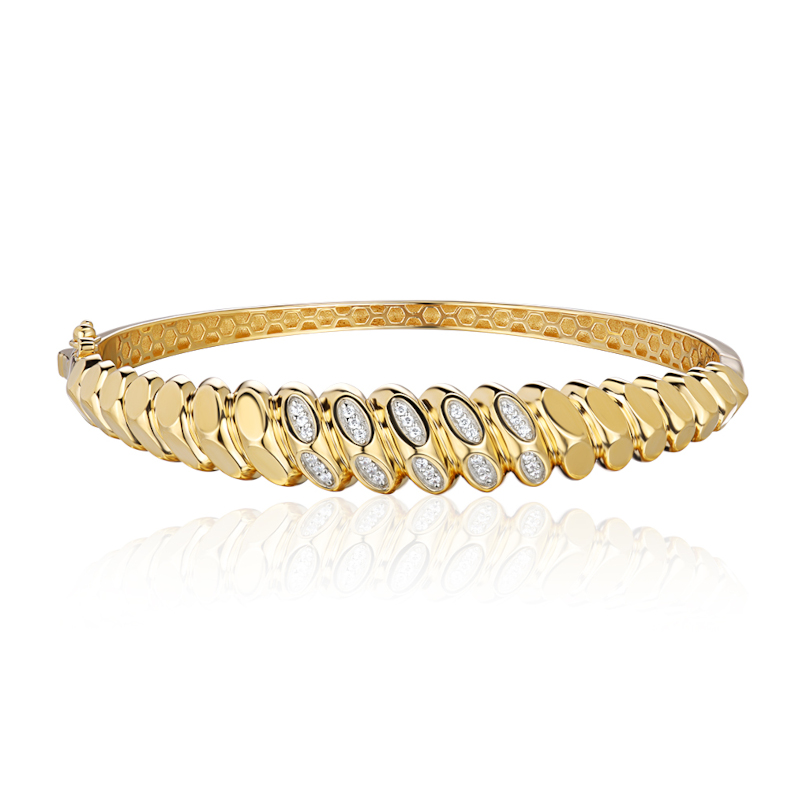 Браслет конго из желтого золота 585 пробы с фианитами 01Б133675Р