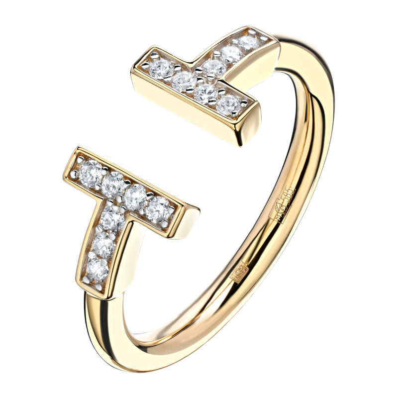 Кольцо из желтого золота 585 пробы с фианитами 01К1314024Р