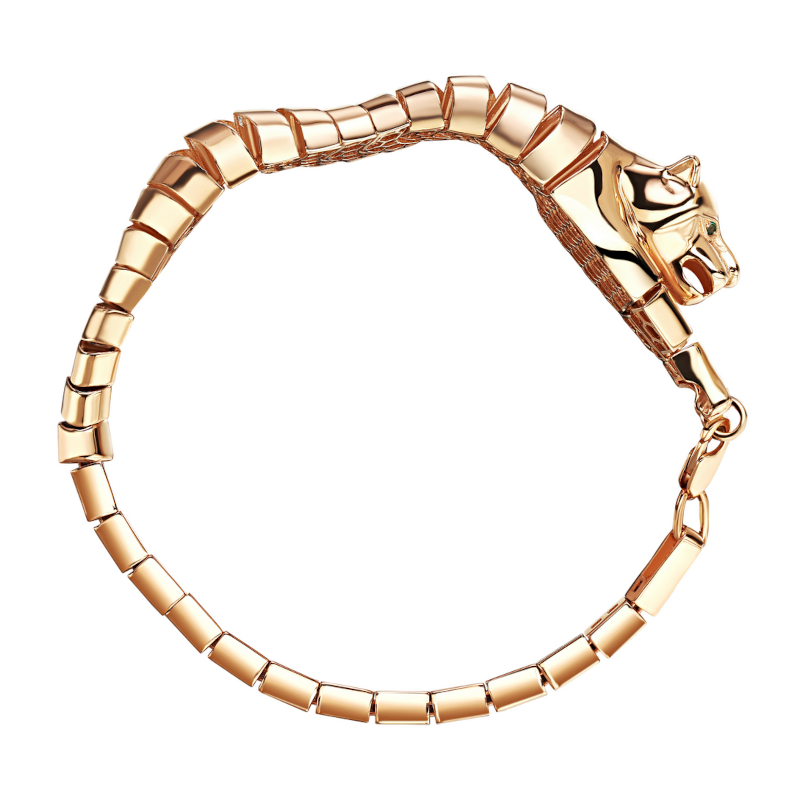 Браслет из красного золота 585 пробы с наноизумрудами 01Б213687-1