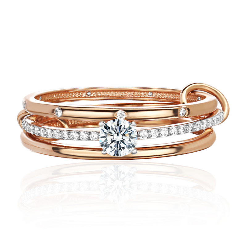 Кольцо из красного золота 585 пробы с фианитами 01К1115493Р