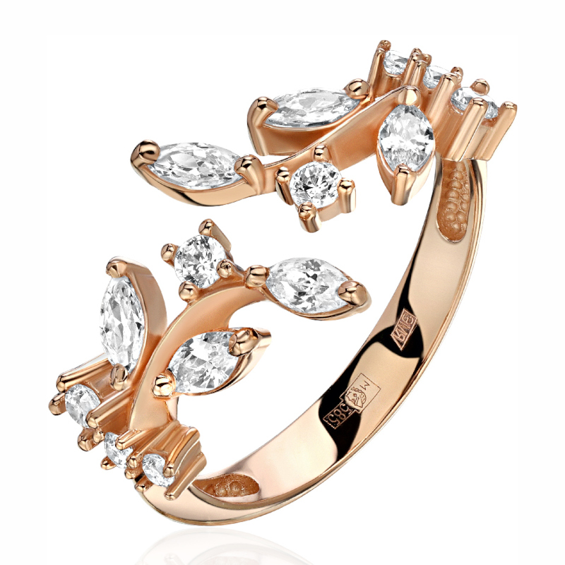 Кольцо из красного золота 585 пробы с фианитами 01К1115543