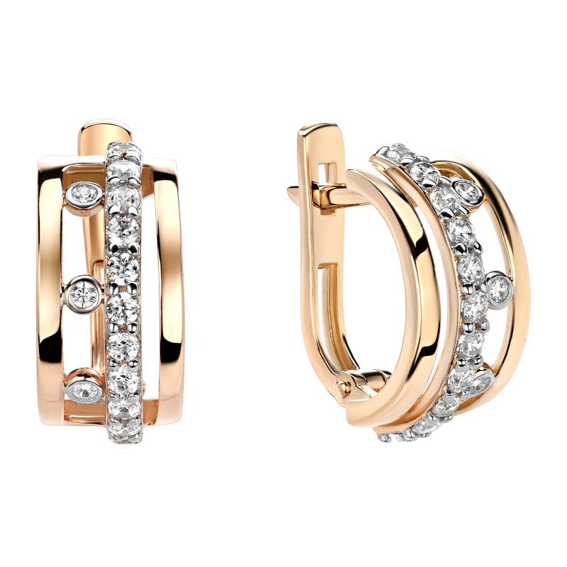 Серьги из красного золота 585 пробы с фианитами 01С1114219Р