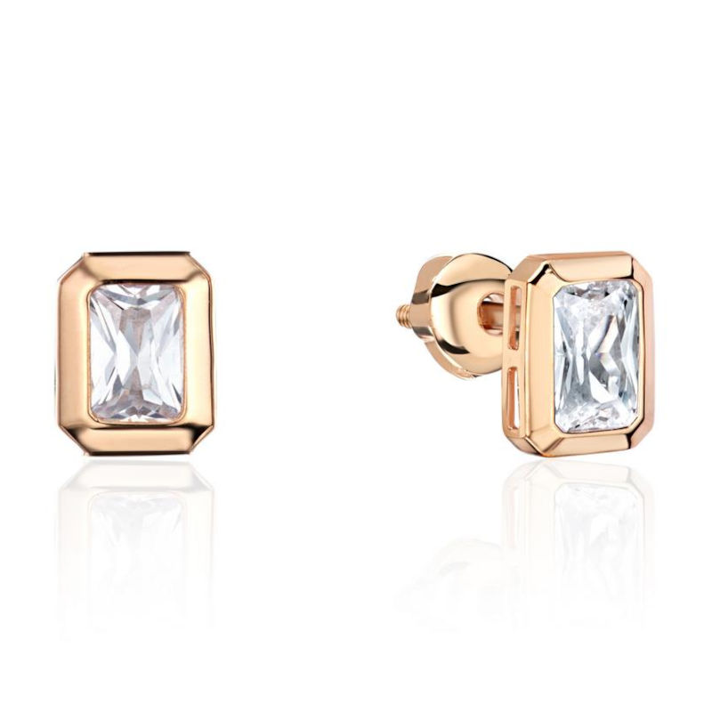 Серьги из красного золота 375 пробы с фианитами 01С1116879S