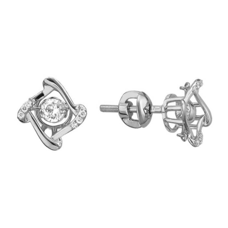 Серьги из белого золота 585 пробы с фианитами 01С1211854 Серьги из белого золота 585 пробы с фианитами 01С1211854