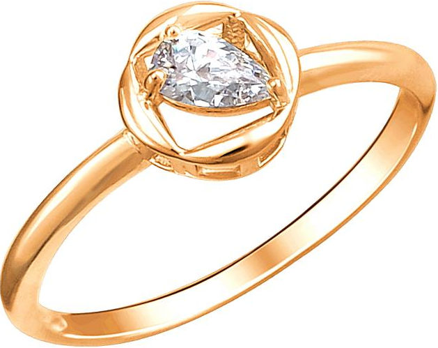 Кольцо из красного золота 585 пробы с фианитом 01К1112771