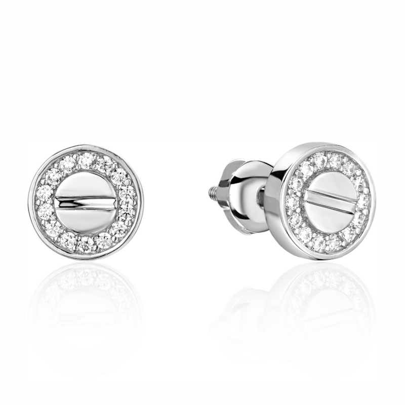 Серьги из белого золота 585 пробы с фианитами 01С1215718