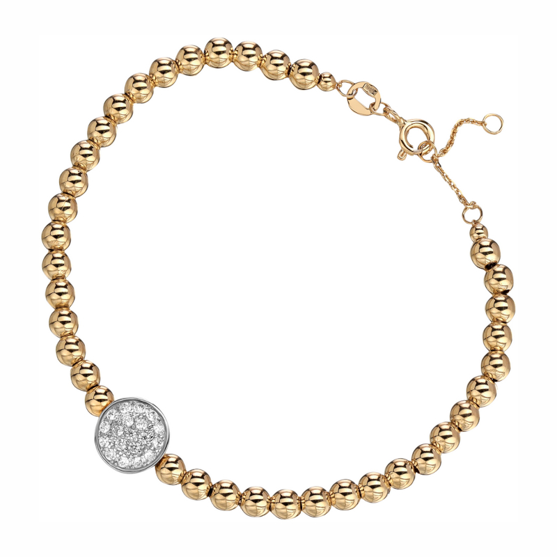 Браслет из желтого золота 585 пробы с фианитами 01Б132979Р