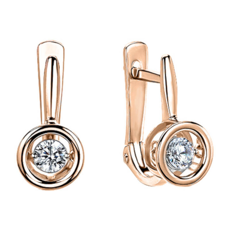 Серьги из красного золота 585 пробы с фианитами 01С117960