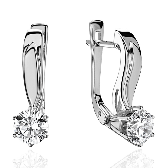 Серьги из белого золота 585 пробы с бриллиантами 01С6213509-Л