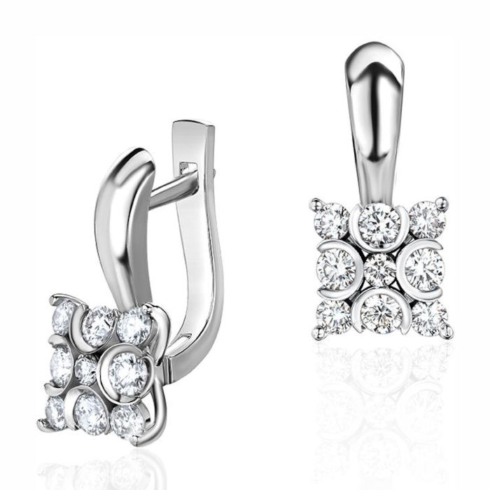 Серьги из белого золота 585 пробы с бриллиантами 01С6215180