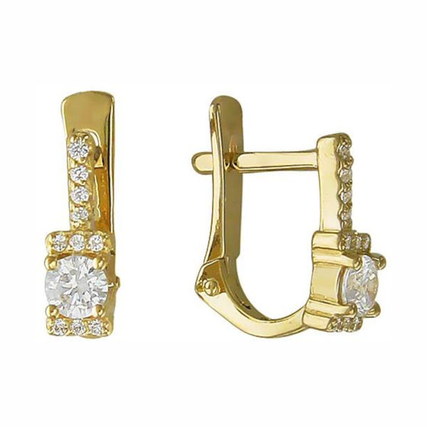 Серьги из желтого золота 585 пробы с фианитами 01С135978