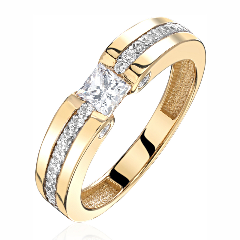 Кольцо из желтого золота 585 пробы с фианитами 01К1315972Р