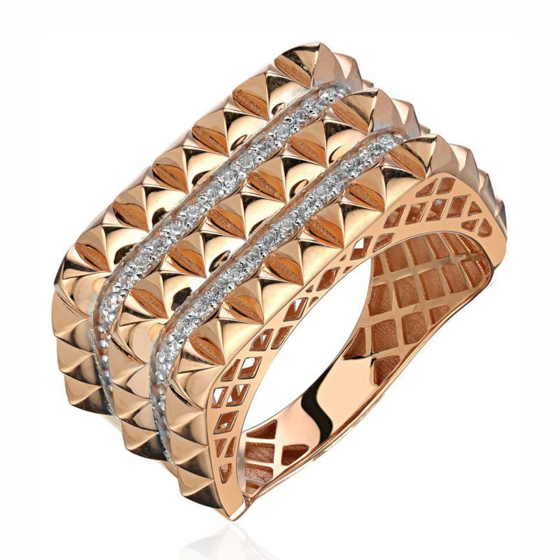 Кольцо из красного золота 585 пробы с фианитами 01К1116154