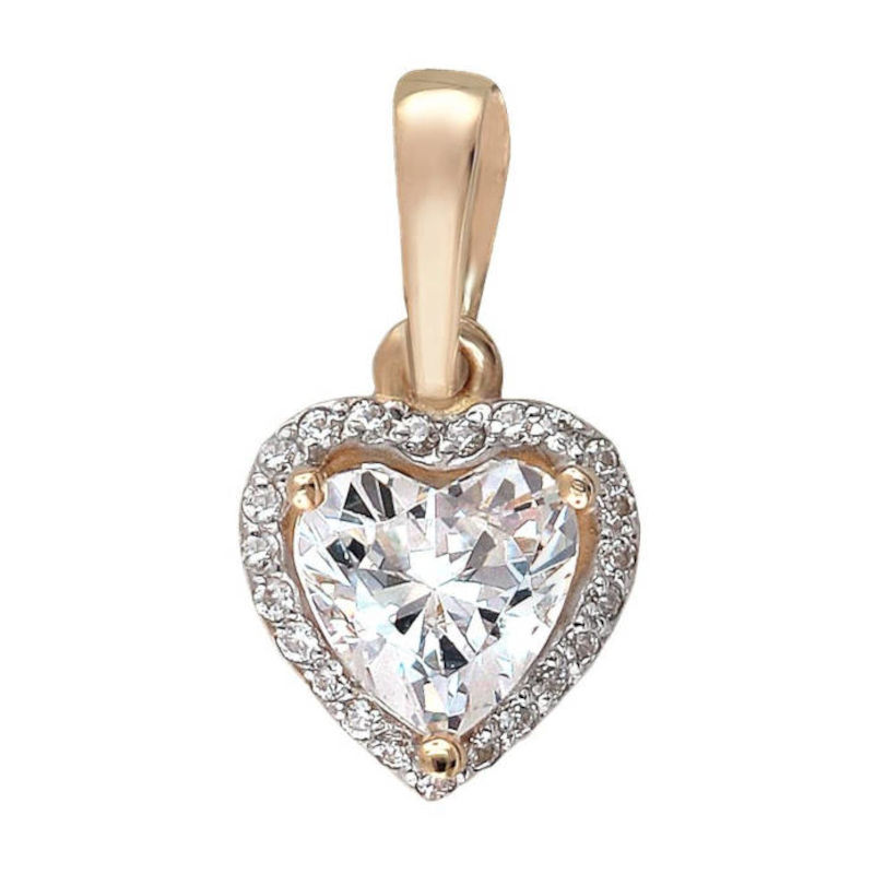 Подвеска "Сердце" из красного золота 585 пробы с фианитом 01П1111260