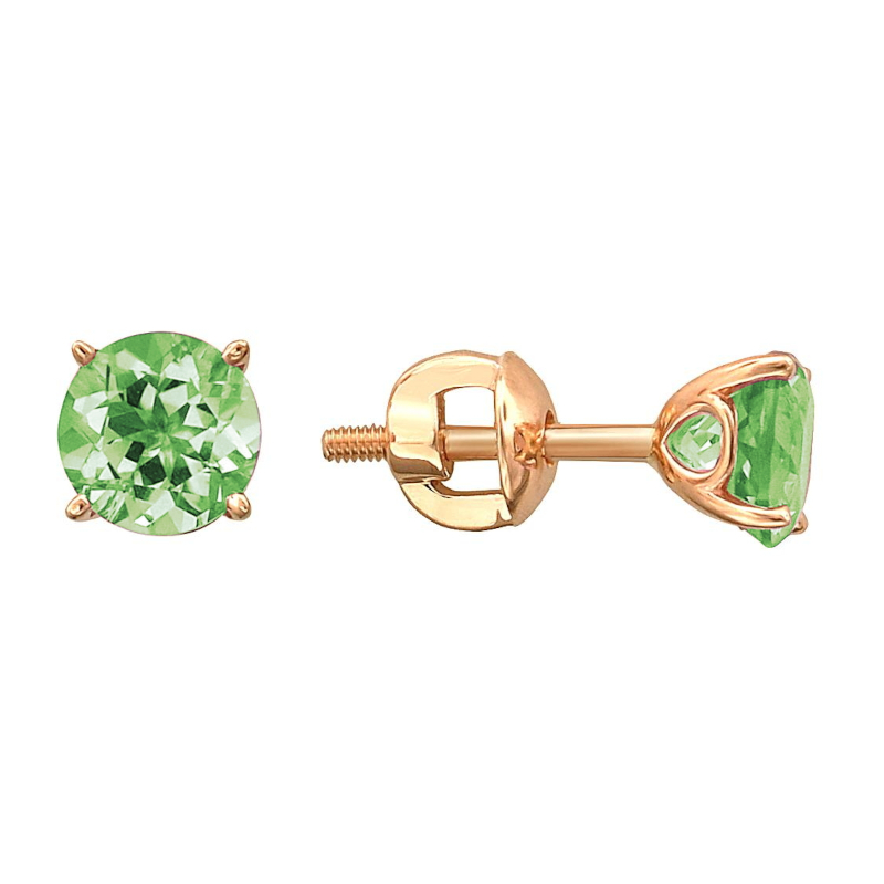 Серьги из красного золота 585 пробы с хризолитом 01С3111986-4