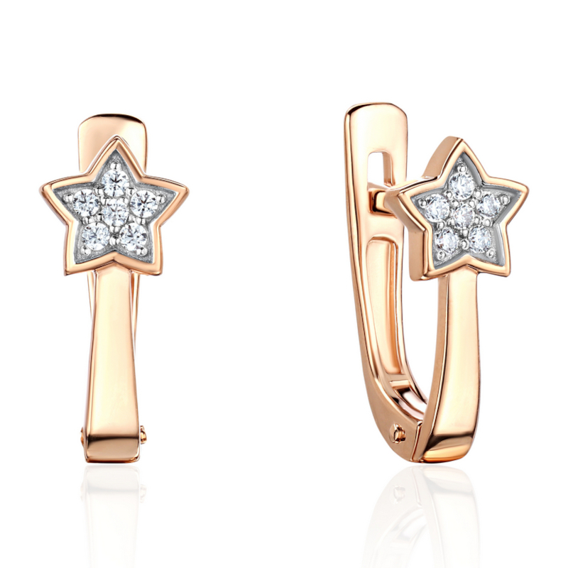 Серьги из красного золота 585 пробы с фианитами 01С1117009Р