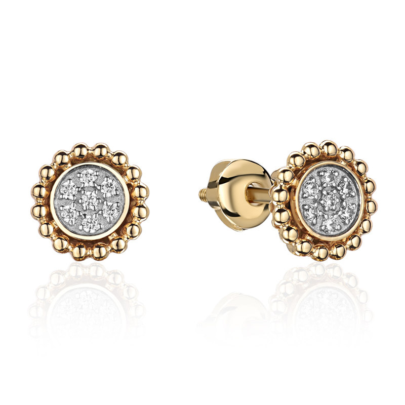 Серьги из желтого золота 585 пробы с фианитами 01С1315385Р