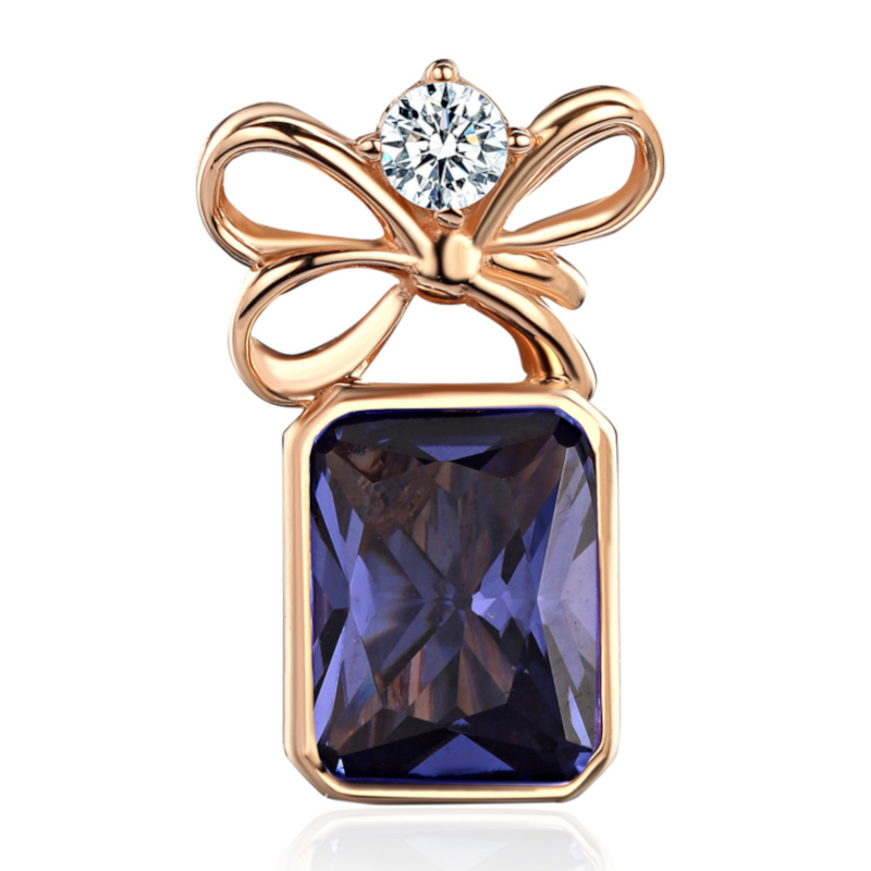 Подвеска из красного золота 585 пробы с наноситал танзанитом и фианитом 01П2116568-1