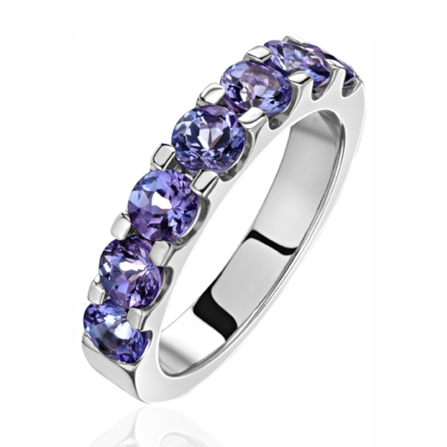 Кольцо из белого золота 585 пробы с танзанитами 01К3214184-1