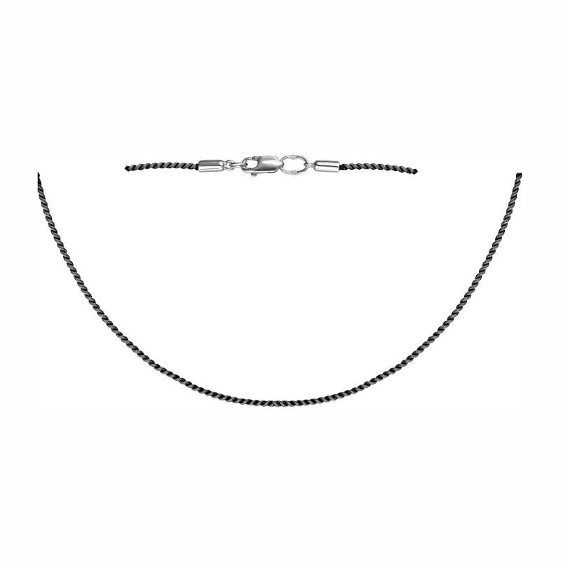Колье из шелковой нити с серебряным замком 925 пробы 01Л051756-9