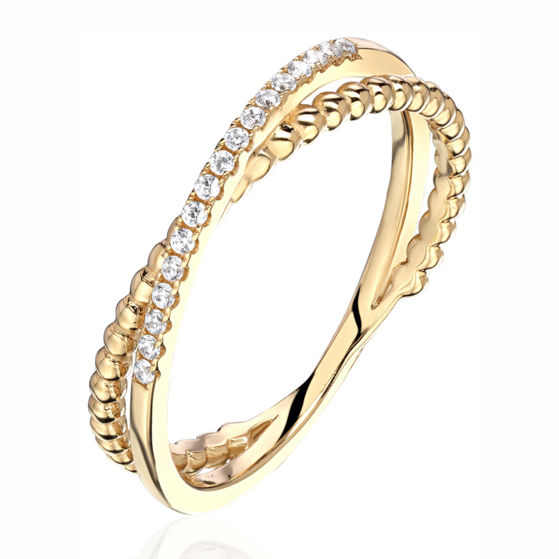 Кольцо из желтого золота 585 пробы с фианитами 01К1314820