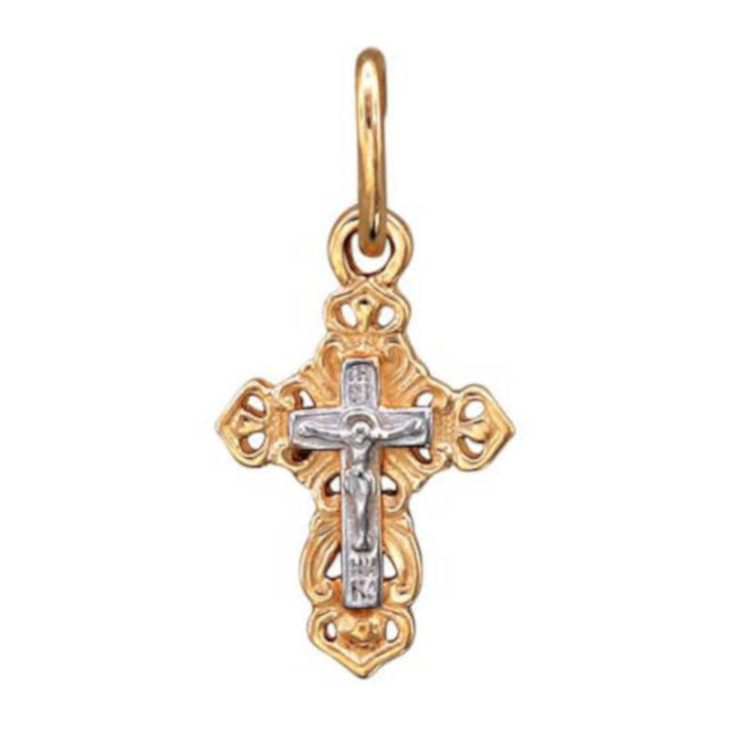 Крест нательный из красного золота 585 пробы без вставок 01Р010770