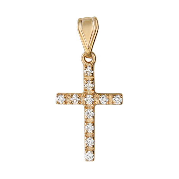 Подвеска "Крест" из красного золота 585 пробы с бриллиантами 01Р610447