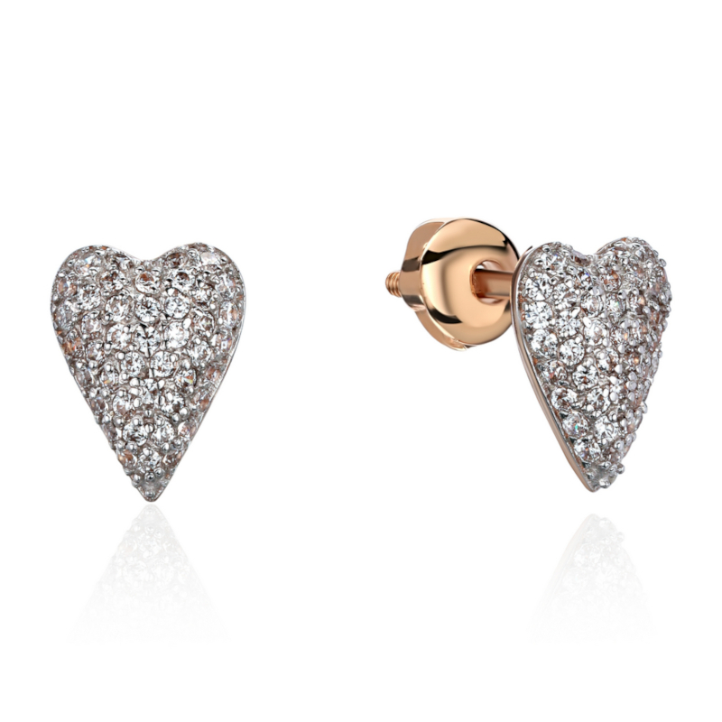 Серьги из красного золота 585 пробы с фианитами 01С1115497Р