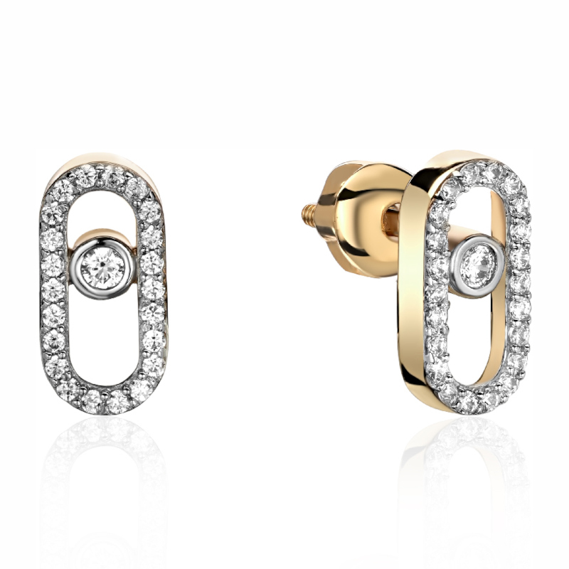 Серьги из желтого золота 585 пробы с фианитами 01С1315438