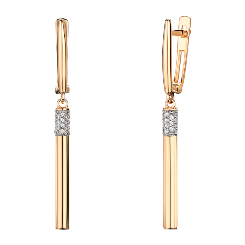 Серьги из красного золота 585 пробы с фианитами 01С1116751Р