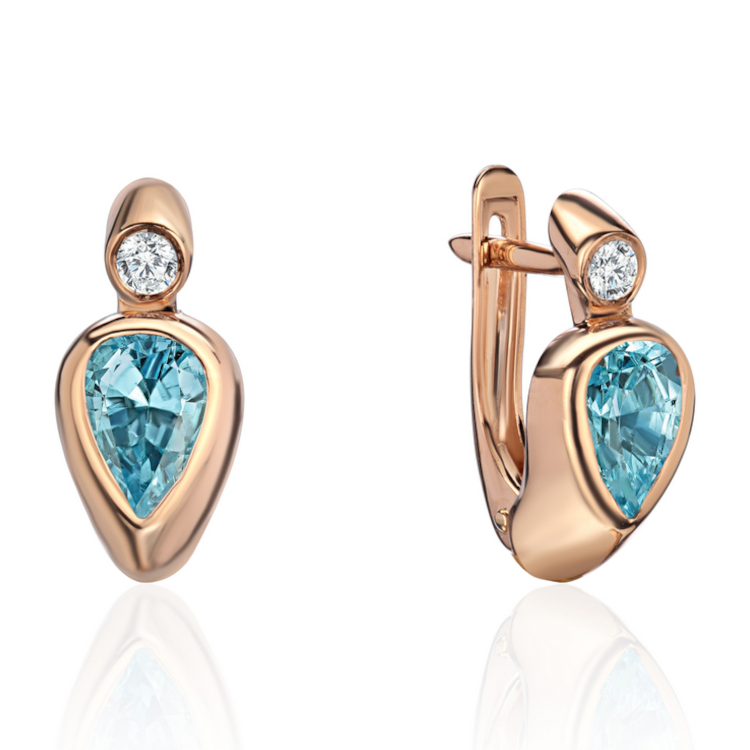 Серьги из красного золота 585 пробы с топазами и фианитами 01С3115429-1