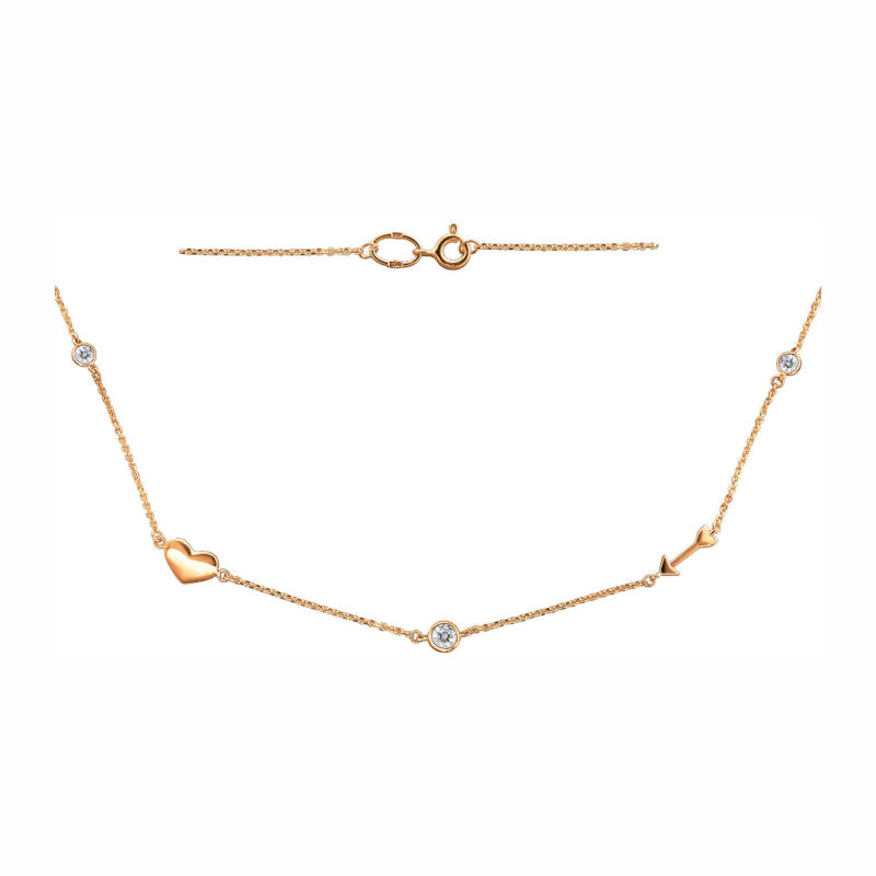 Колье из красного золота 585 пробы с фианитами 01Л111916