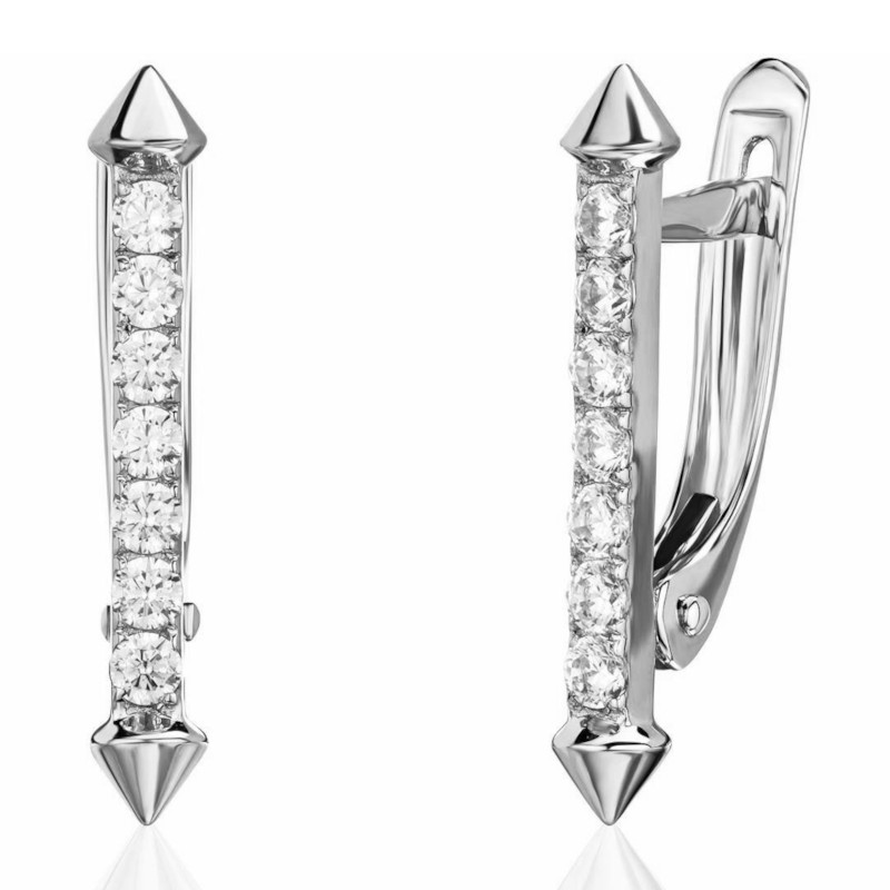 Серьги из платины 585 пробы с фианитами 01С1916947-585