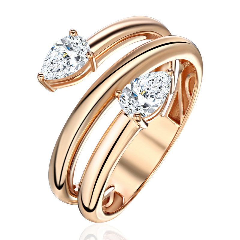 Кольцо из красного золота 585 пробы с топазами 01К3116967-1