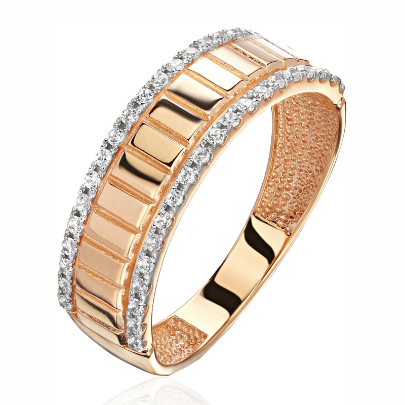 Кольцо из красного золота 585 пробы с фианитами 01К1115168Р