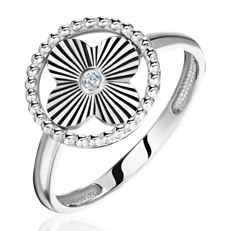 Кольцо из белого золота 585 пробы с фианитом 01К1216337