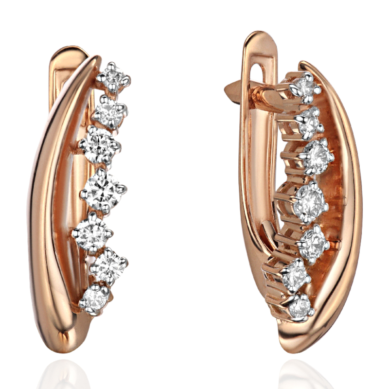 Серьги из красного золота 585 пробы с бриллиантами 01С6116889Р
