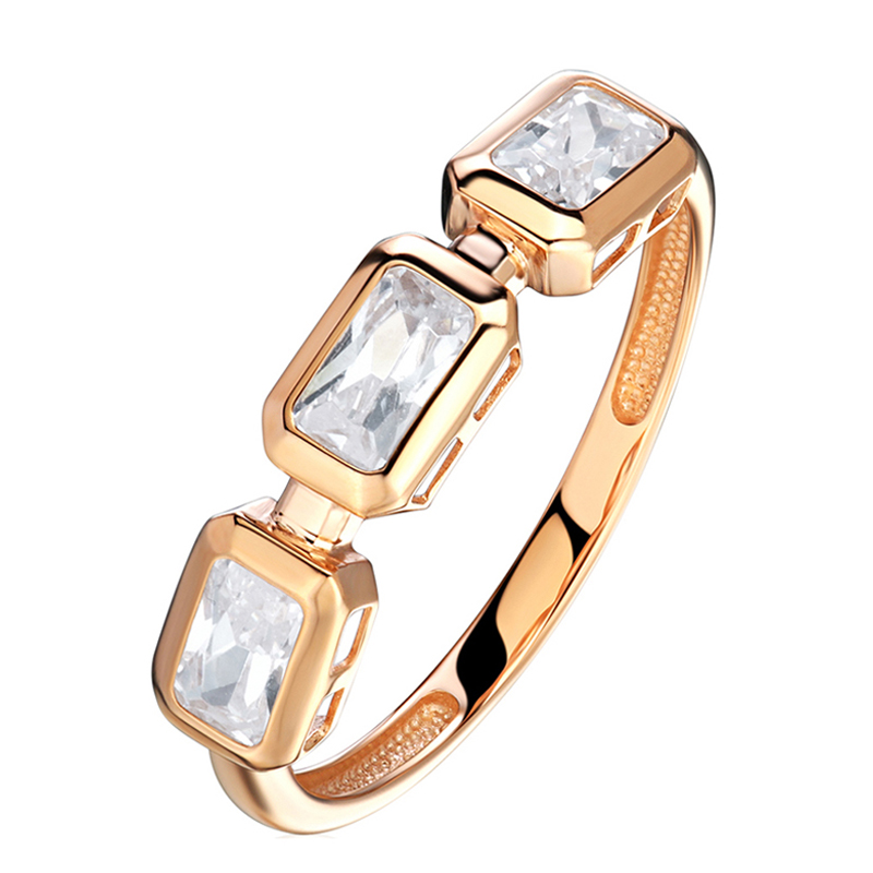 Кольцо из красного золота 585 пробы с фианитами 01К1116875