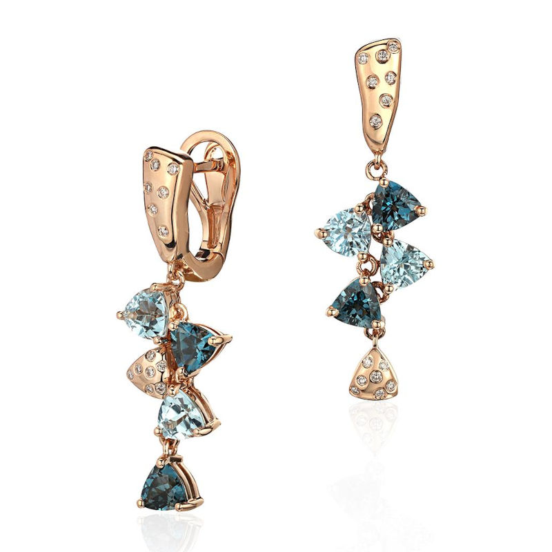 Серьги из красного золота 585 пробы с топазами и бриллиантами 01С6115455-2