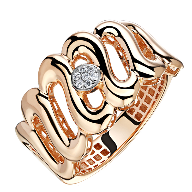 Кольцо из желтого золота 585 пробы с фианитами 01К1315742Р