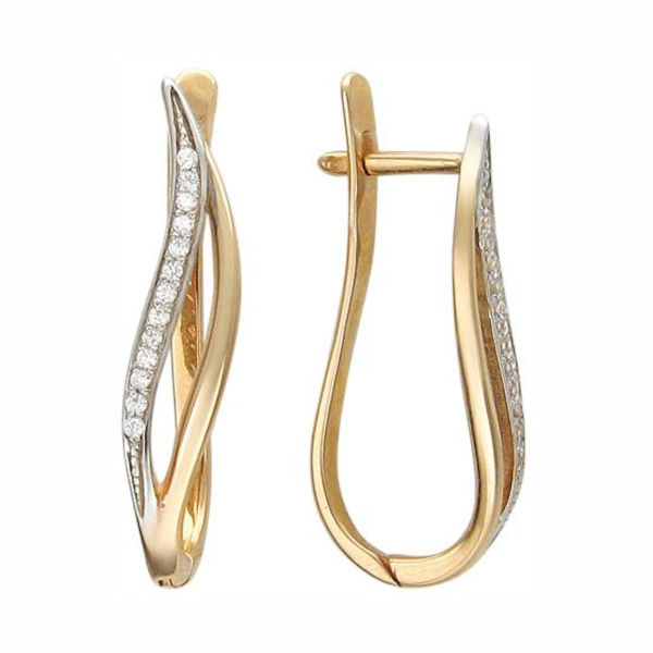 Серьги из красного золота 585 пробы с фианитами 01С112416