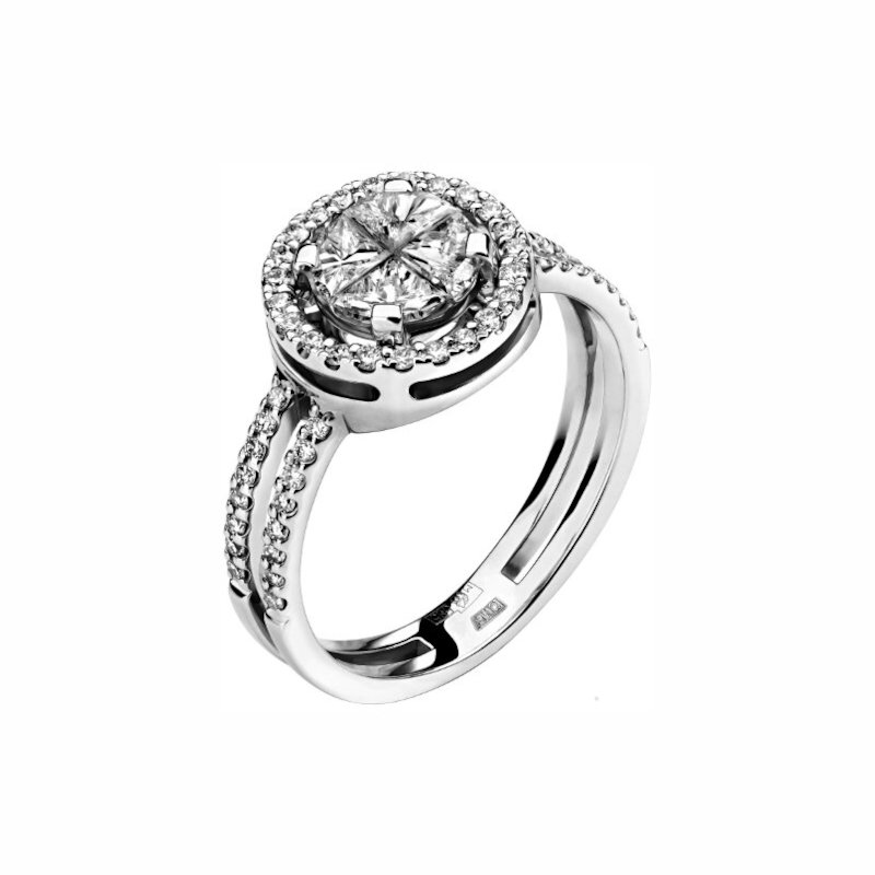 Кольцо из белого золота 585 пробы с бриллиантами 01К626910Z