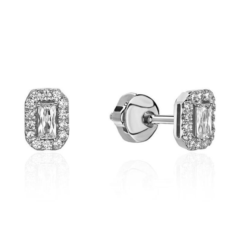 Серьги из платины 585 пробы с фианитами 01С1914859-585