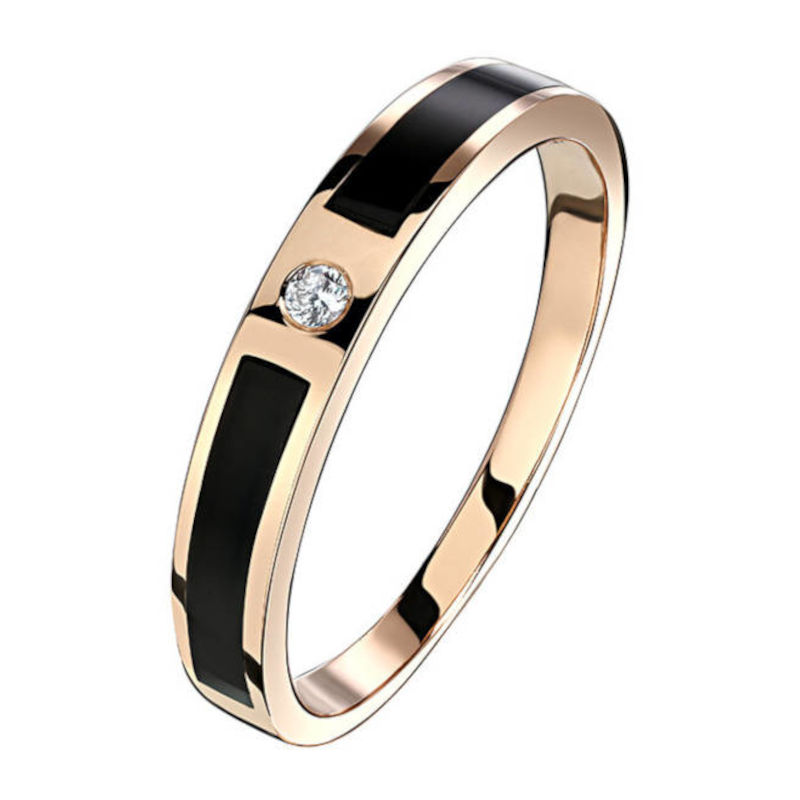 Кольцо из красного золота 585 пробы с агатом и фианитом 01Т412241-1