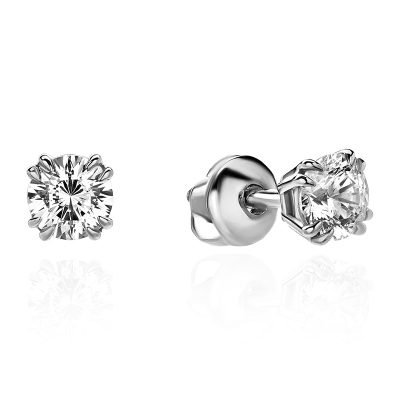 Серьги из белого золота 585 пробы с бриллиантами 01С629406-Л