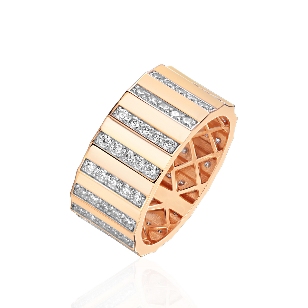 Кольцо из красного золота 585 пробы с фианитами 01К1115669Р