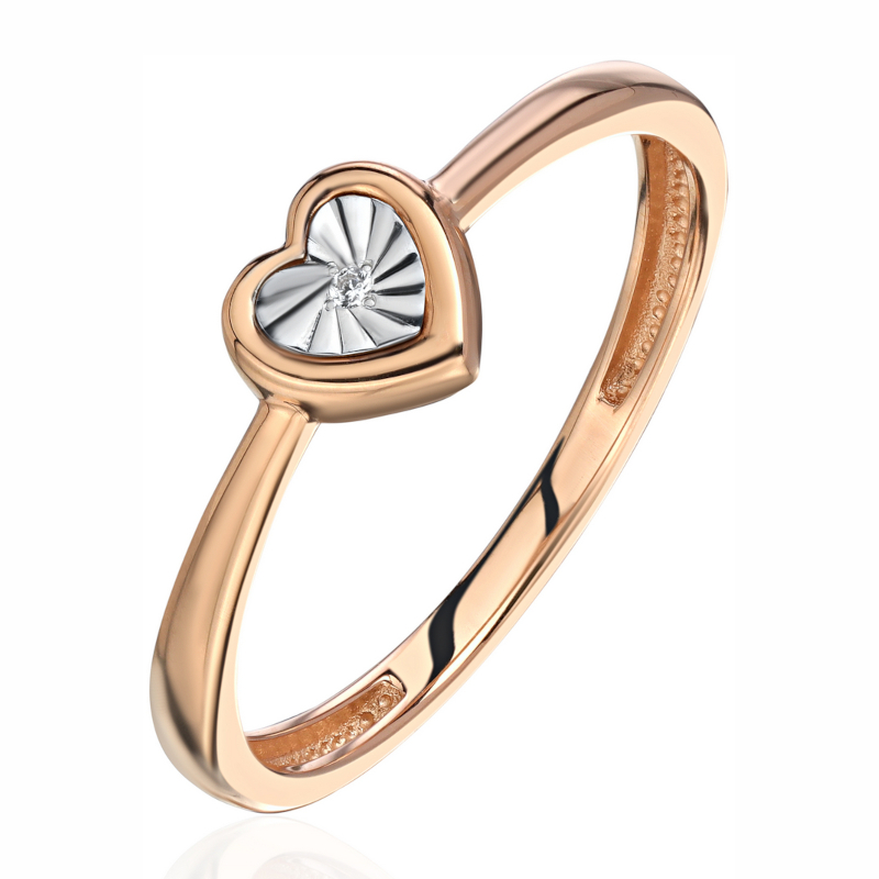 Кольцо из комбинированного золота 585 пробы с фианитом 01К1615632