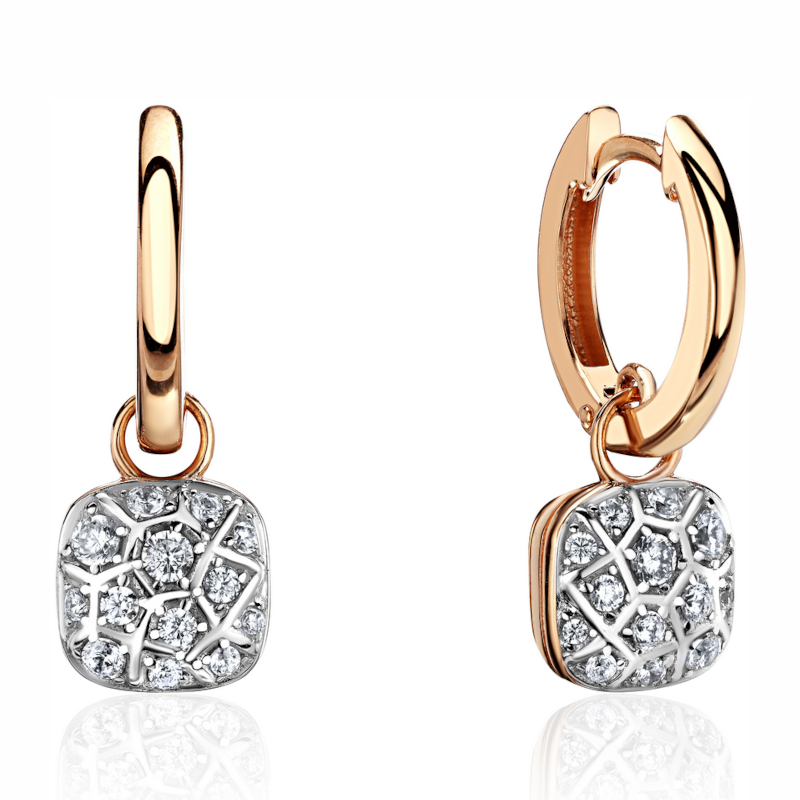 Серьги из красного золота 585 пробы с фианитами 01С1115079