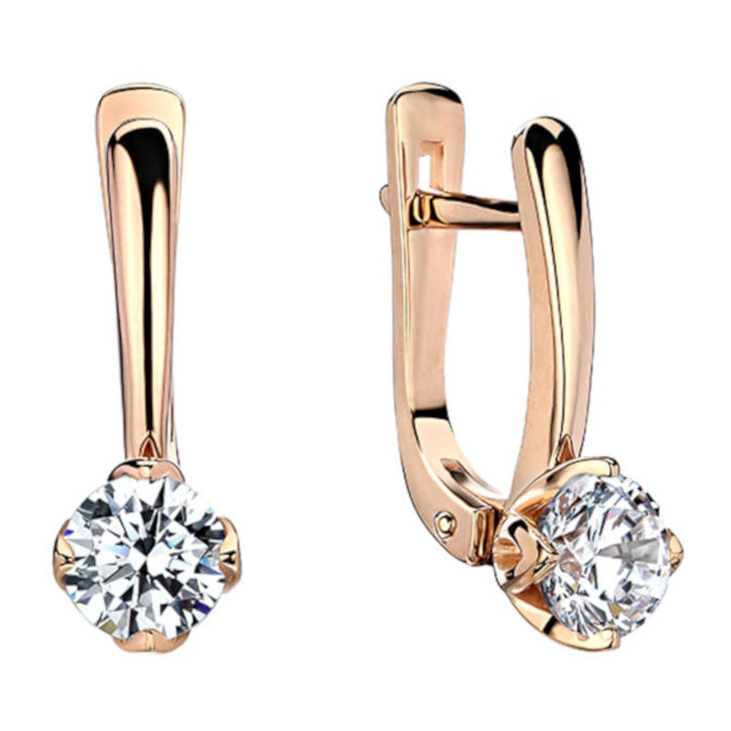 Серьги из красного золота 585 пробы с фианитами 01С118528